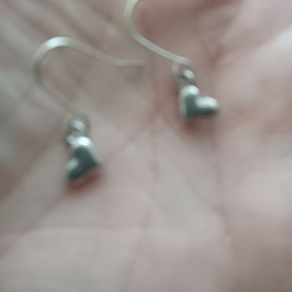 Sterling Silver Small Solid Hearts Dangle Pierced… - image 3